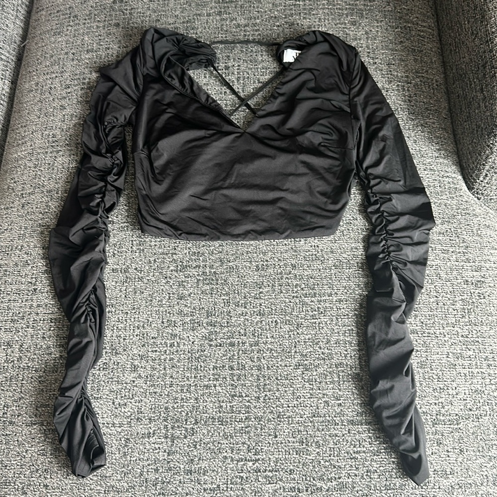 Black tigermist cross back crop top size XS